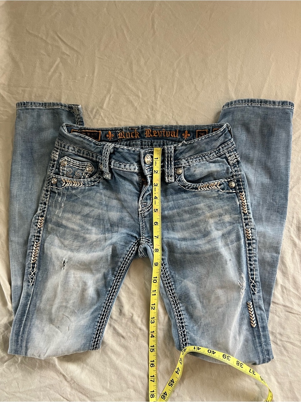 Rock Revival Celine Straight Jeans Women’s Size 26 Distressed Embellished - Picture 4 of 9